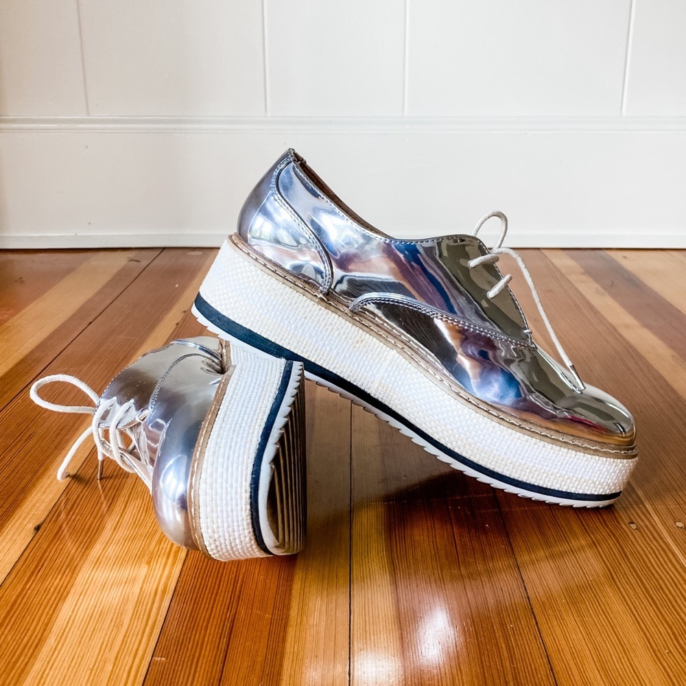 Zara Women’s Silver Platform Shoes 38